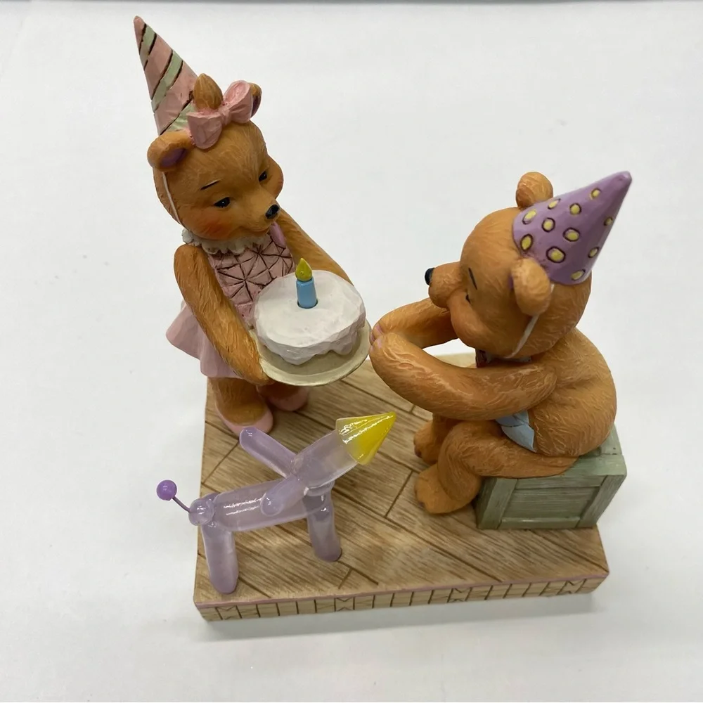 Jim Shore Button and Squeaky Figurine Make A Wish Birthday Cake By Enesco 2019